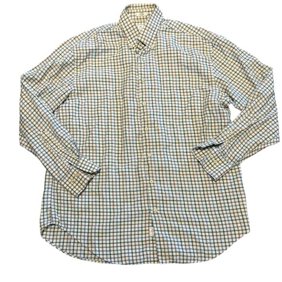 Peter Millar Sea Island Men’s Large Long White Plaid Casual Button Down Shirt - Picture 1 of 8